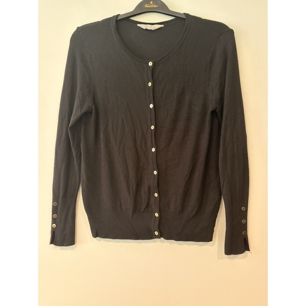 Ann Taylor Loft Black Cotton Cardigan Light Weight With Button Front Size M/L